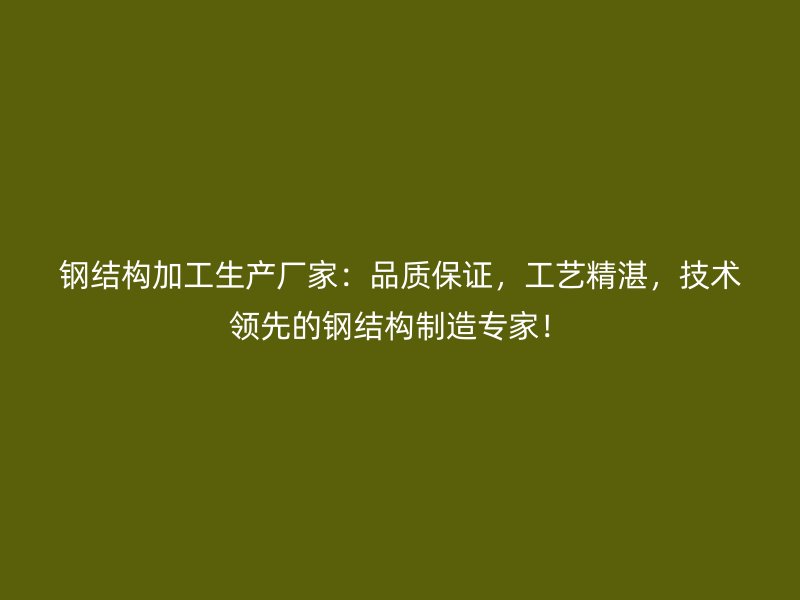 鋼結(jié)構(gòu)加工生產(chǎn)廠家：品質(zhì)保證，工藝精湛，技術(shù)領(lǐng)先的鋼結(jié)構(gòu)制造專家！