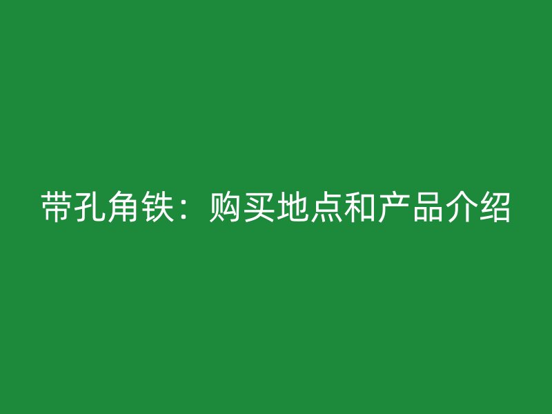 帶孔角鐵：購(gòu)買(mǎi)地點(diǎn)和產(chǎn)品介紹