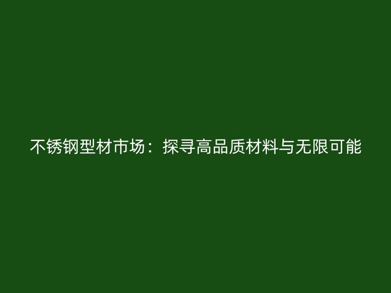 不銹鋼型材市場(chǎng):探尋高品質(zhì)材料與無(wú)限可能