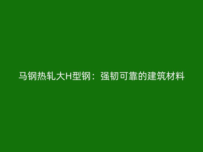 馬鋼熱軋大H型鋼：強韌可靠的建筑材料