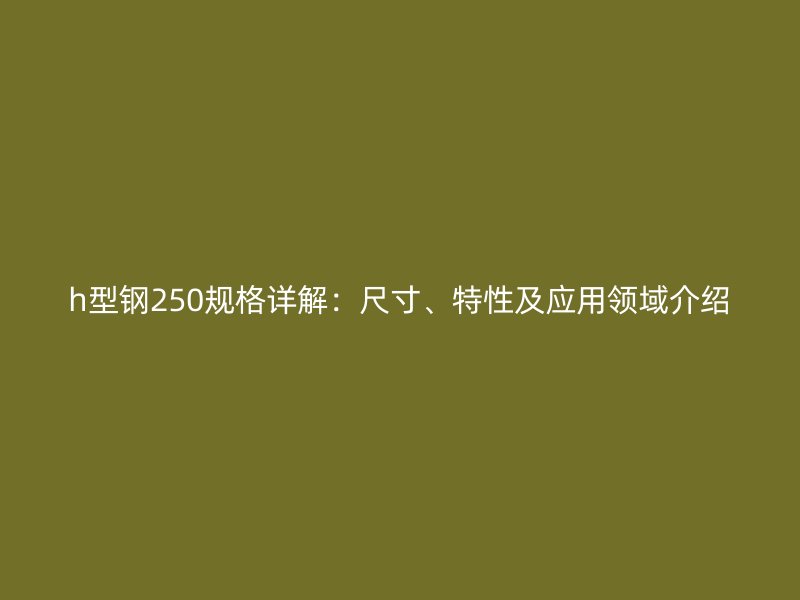 h型鋼250規(guī)格詳解：尺寸、特性及應用領域介紹