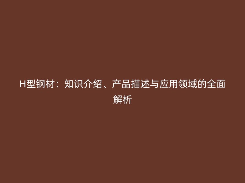 H型鋼材：知識介紹、產(chǎn)品描述與應用領(lǐng)域的全面解析