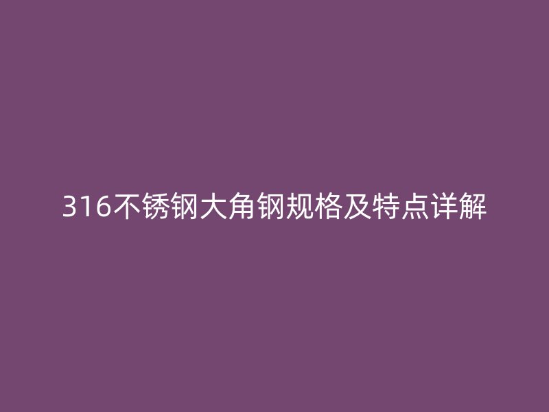 316不銹鋼大角鋼規(guī)格及特點(diǎn)詳解