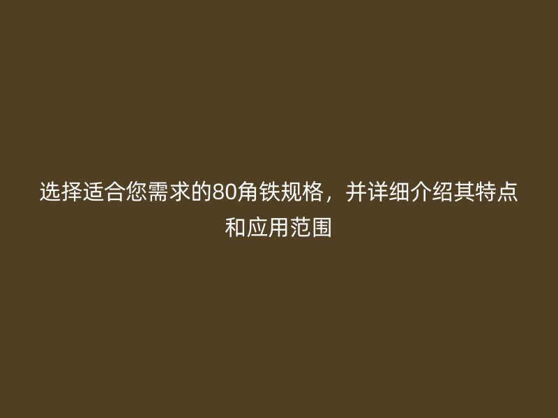 選擇適合您需求的80角鐵規(guī)格，并詳細(xì)介紹其特點(diǎn)和應(yīng)用范圍