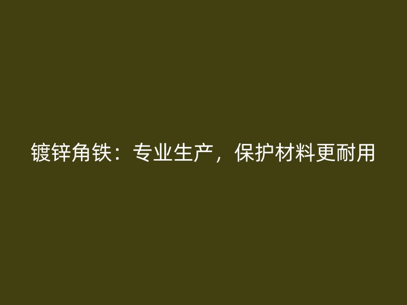 鍍鋅角鐵：專業(yè)生產(chǎn)，保護(hù)材料更耐用