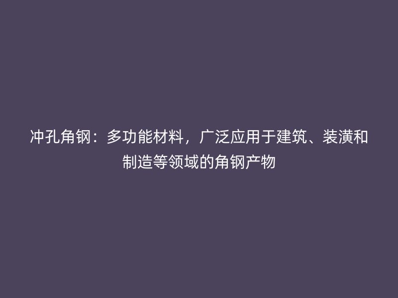 沖孔角鋼：多功能材料，廣泛應(yīng)用于建筑、裝潢和制造等領(lǐng)域的角鋼產(chǎn)物