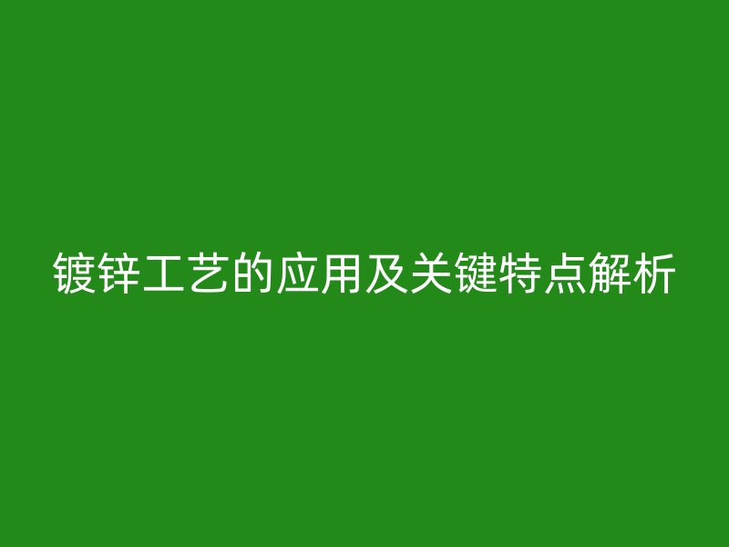 鍍鋅工藝的應(yīng)用及關(guān)鍵特點(diǎn)解析