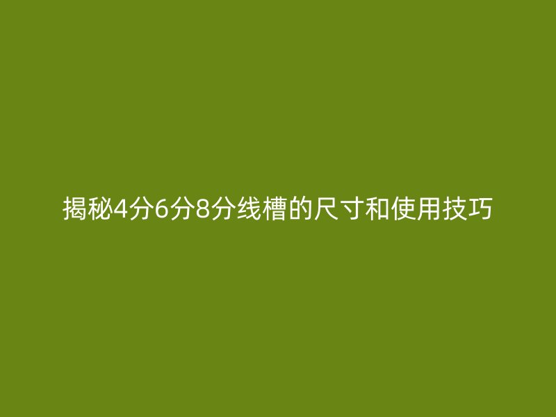 揭秘4分6分8分線槽的尺寸和使用技巧