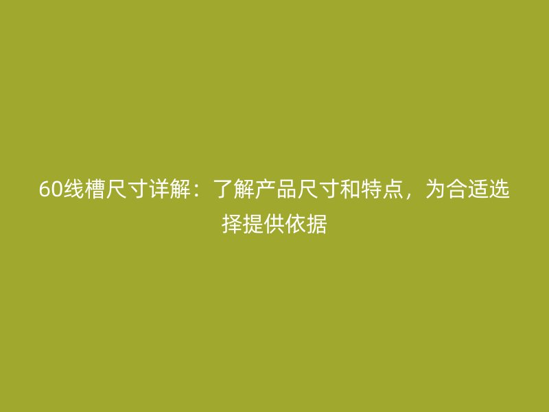 60線槽尺寸詳解：了解產(chǎn)品尺寸和特點(diǎn)，為合適選擇提供依據(jù)