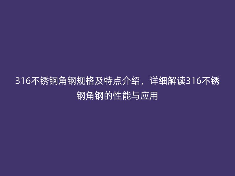316不銹鋼角鋼規(guī)格及特點介紹，詳細解讀316不銹鋼角鋼的性能與應用
