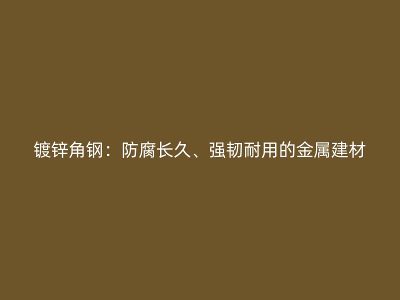 鍍鋅角鋼：防腐長(zhǎng)久、強(qiáng)韌耐用的金屬建材