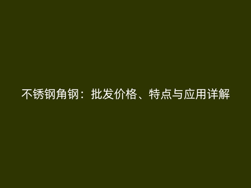 不銹鋼角鋼：批發(fā)價格、特點與應(yīng)用詳解