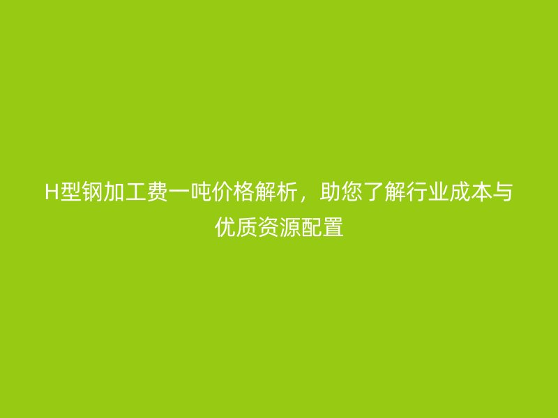 H型鋼加工費一噸價格解析，助您了解行業(yè)成本與優(yōu)質(zhì)資源配置