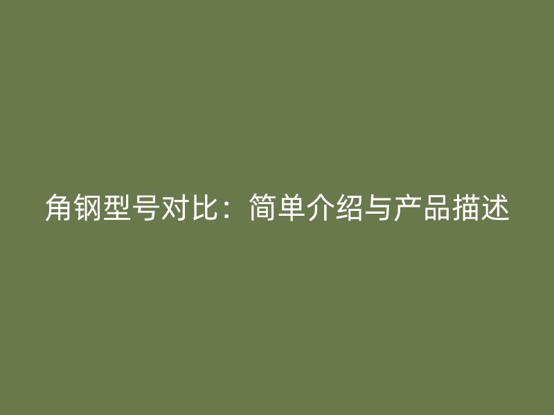 角鋼型號(hào)對(duì)比：簡(jiǎn)單介紹與產(chǎn)品描述