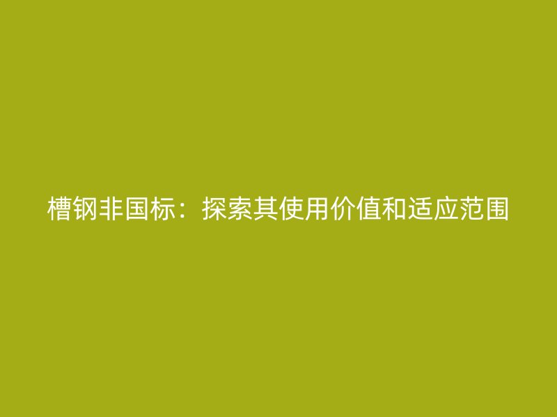 槽鋼非國(guó)標(biāo)：探索其使用價(jià)值和適應(yīng)范圍