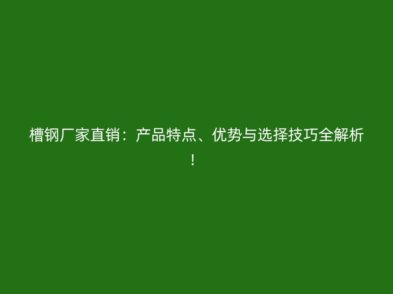 槽鋼廠家直銷：產(chǎn)品特點(diǎn)、優(yōu)勢與選擇技巧全解析！