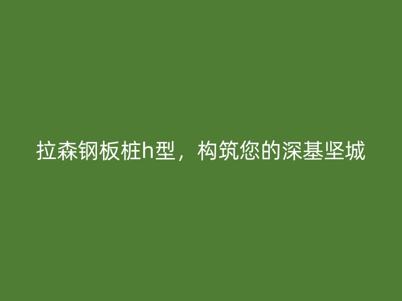 拉森鋼板樁h型，構(gòu)筑您的深基堅(jiān)城
