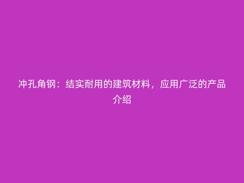 沖孔角鋼：結(jié)實耐用的建筑材料，應(yīng)用廣泛的產(chǎn)品介紹