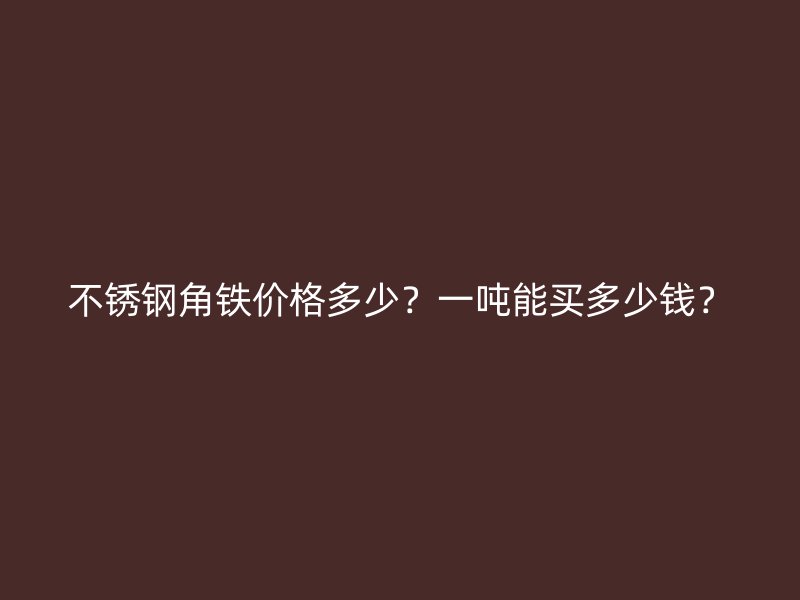 不銹鋼角鐵價格多少？一噸能買多少錢？
