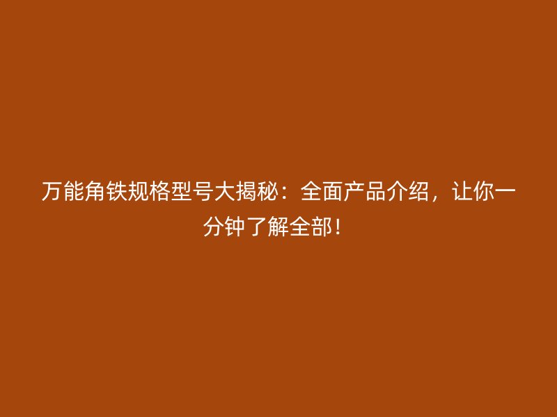 萬能角鐵規(guī)格型號大揭秘：全面產(chǎn)品介紹，讓你一分鐘了解全部！