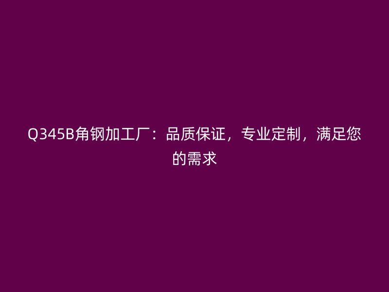 Q345B角鋼加工廠(chǎng)：品質(zhì)保證，專(zhuān)業(yè)定制，滿(mǎn)足您的需求