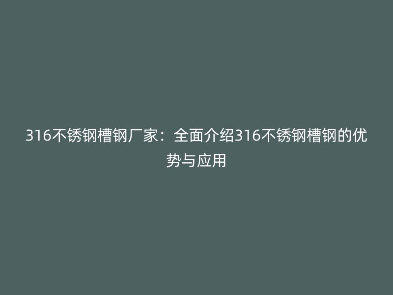 316不銹鋼槽鋼廠家：全面介紹316不銹鋼槽鋼的優(yōu)勢與應(yīng)用