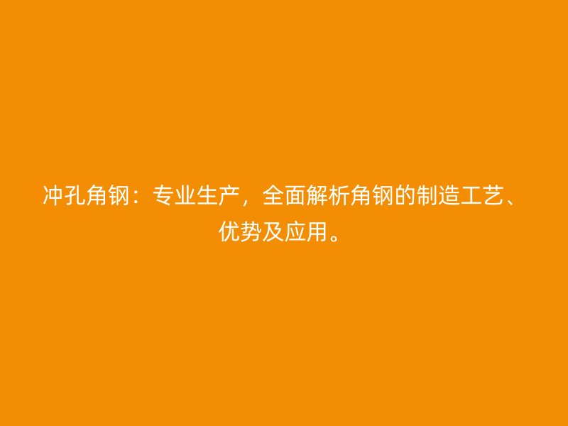 沖孔角鋼：專業(yè)生產(chǎn)，全面解析角鋼的制造工藝、優(yōu)勢及應(yīng)用。