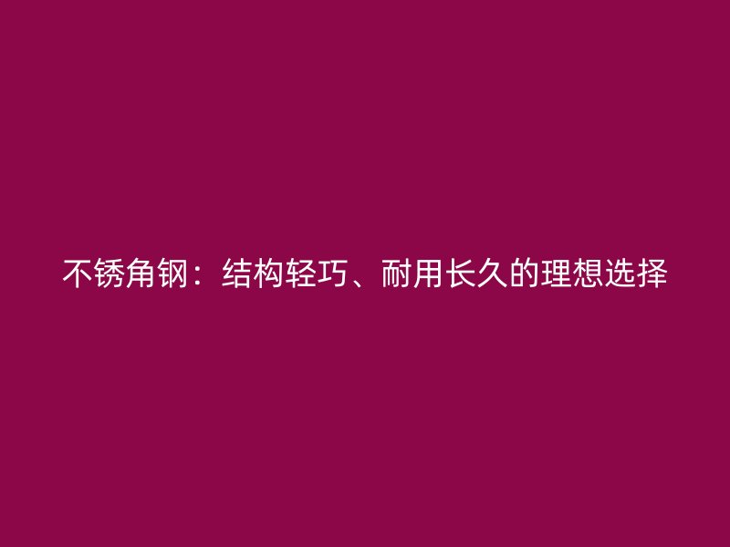 不銹角鋼：結(jié)構(gòu)輕巧、耐用長(zhǎng)久的理想選擇