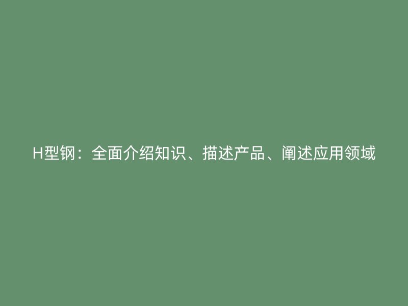 H型鋼：全面介紹知識(shí)、描述產(chǎn)品、闡述應(yīng)用領(lǐng)域