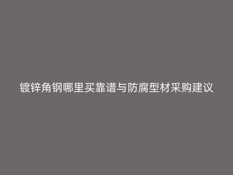 鍍鋅角鋼哪里買靠譜與防腐型材采購建議