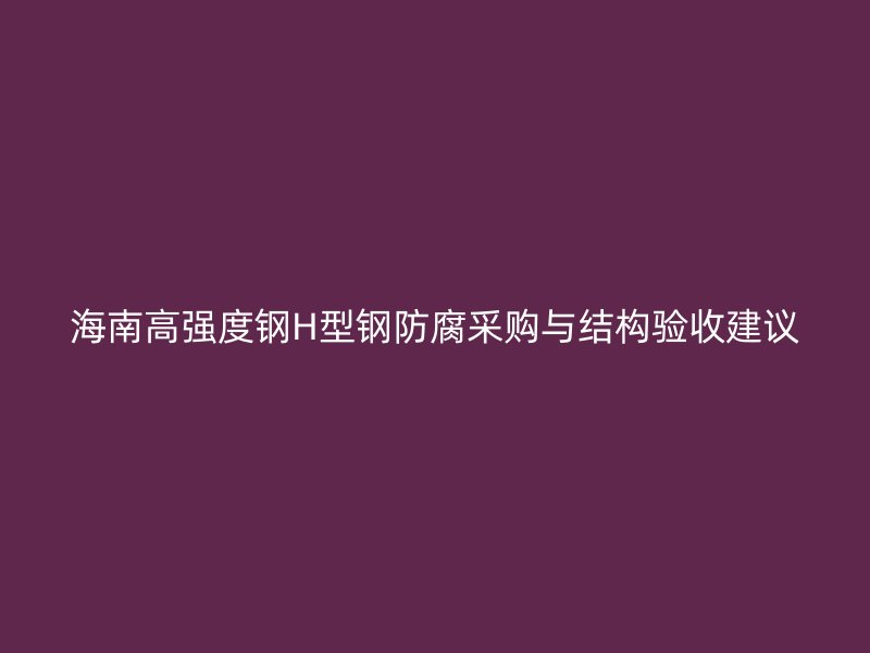 海南高強(qiáng)度鋼H型鋼防腐采購與結(jié)構(gòu)驗(yàn)收建議