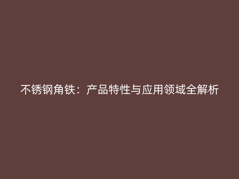 不銹鋼角鐵：產(chǎn)品特性與應(yīng)用領(lǐng)域全解析