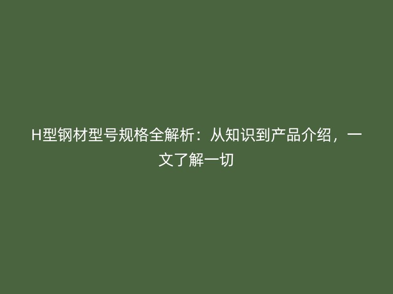H型鋼材型號規(guī)格全解析：從知識到產品介紹，一文了解一切