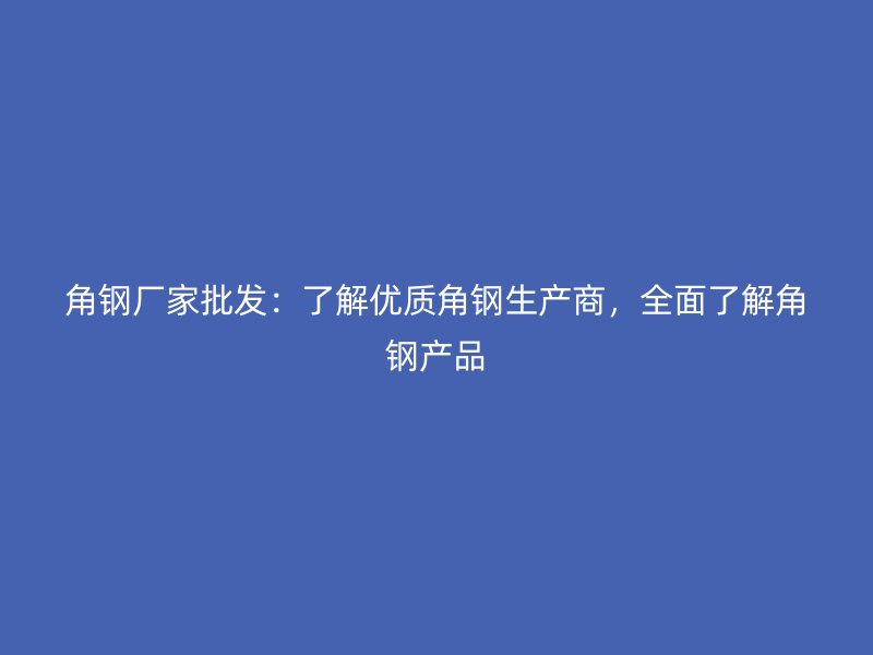 角鋼廠家批發(fā)：了解優(yōu)質(zhì)角鋼生產(chǎn)商，全面了解角鋼產(chǎn)品