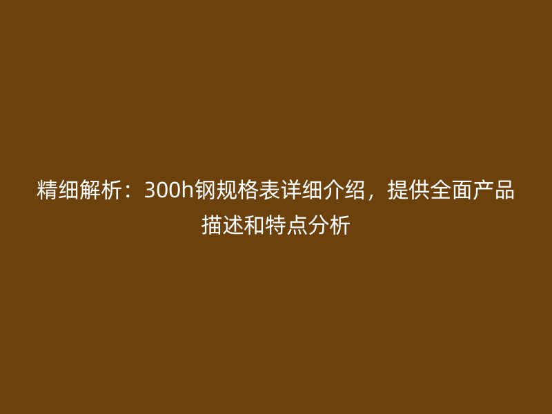 精細(xì)解析：300h鋼規(guī)格表詳細(xì)介紹，提供全面產(chǎn)品描述和特點(diǎn)分析