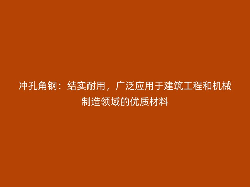 沖孔角鋼：結(jié)實(shí)耐用，廣泛應(yīng)用于建筑工程和機(jī)械制造領(lǐng)域的優(yōu)質(zhì)材料