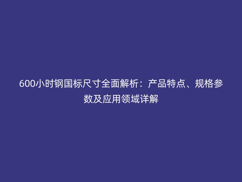600小時鋼國標(biāo)尺寸全面解析：產(chǎn)品特點(diǎn)、規(guī)格參數(shù)及應(yīng)用領(lǐng)域詳解